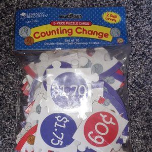 5-Piece Puzzle Cards Counting Change